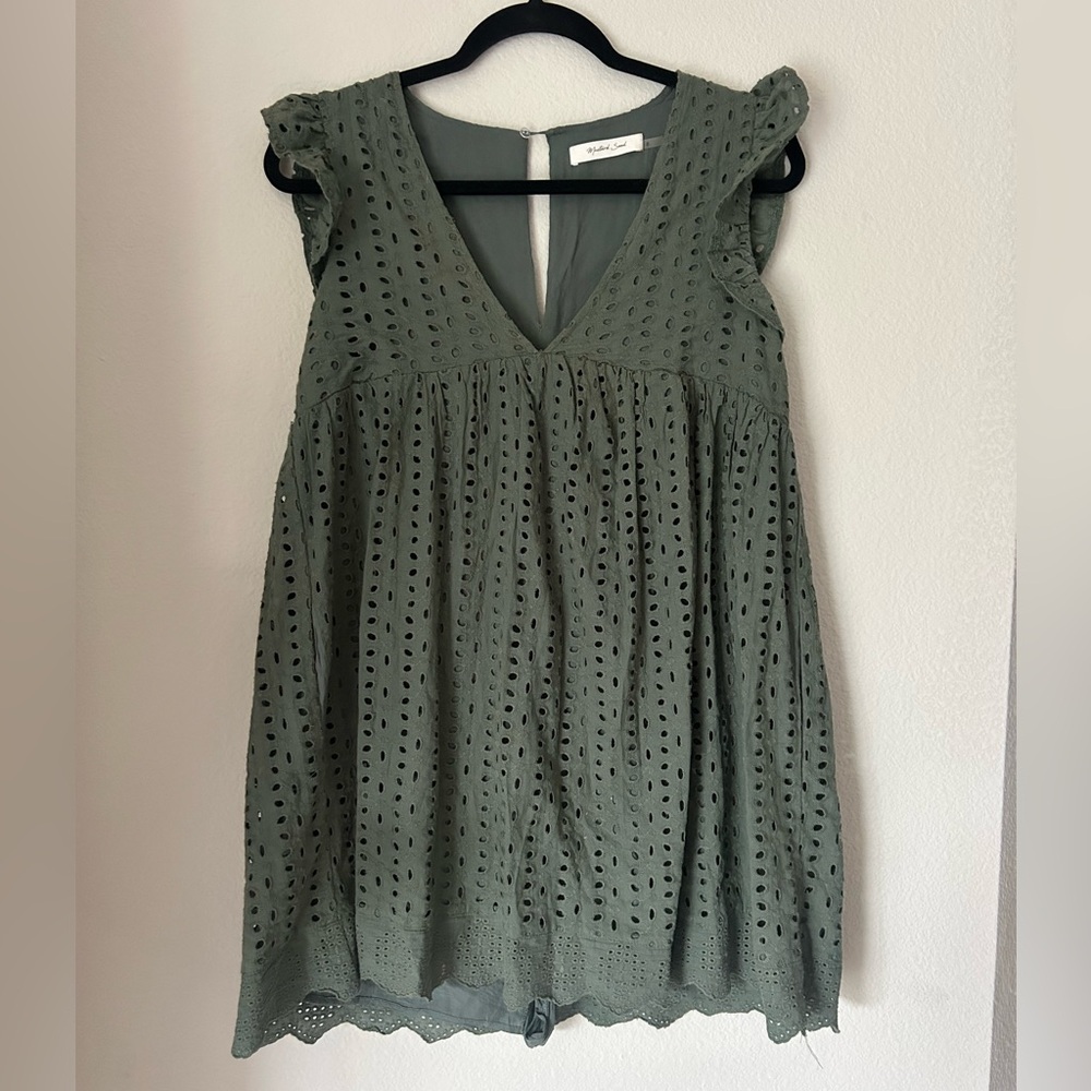Mustard Seed Babydoll Eyelet Romper Dress Size Small